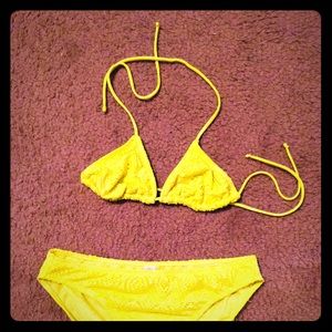 Crocheted Neon yellow bikini nwot